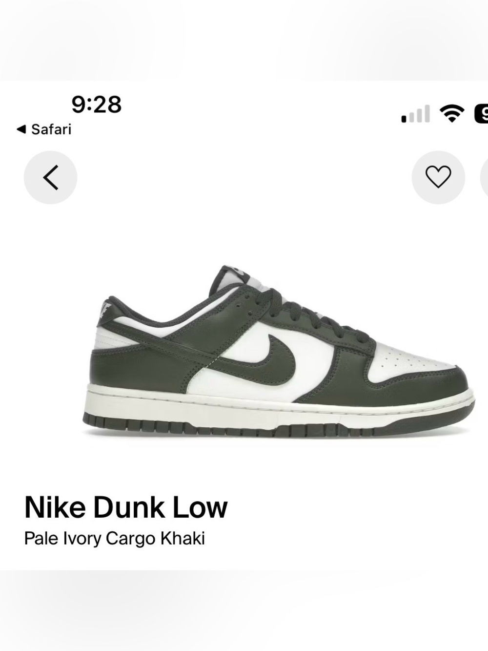 Nike Dunk Low Men’s Sneakers - Olive Green / White